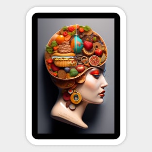 Amazing anatomy of a woman head with sweet treats Sticker